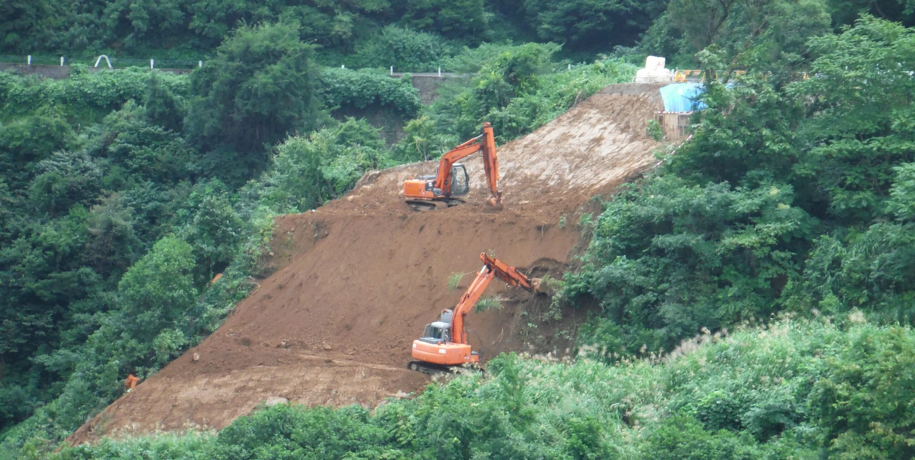 緑豊かな環境での土木工事